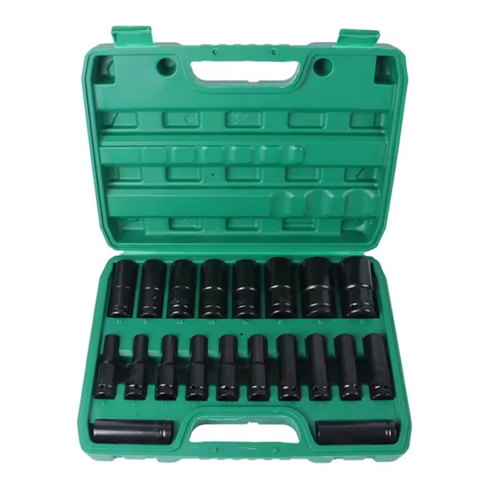 20PCS 1/2»Deep Impact Sockets Set Drive Metric 8mm-32mm Deep 6-Point Set w/case