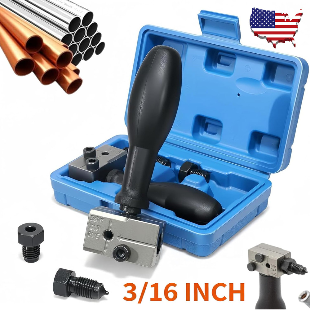Universal Handheld Car Brake Line Flaring Tool Kit 3/16» Double Flare + Storage