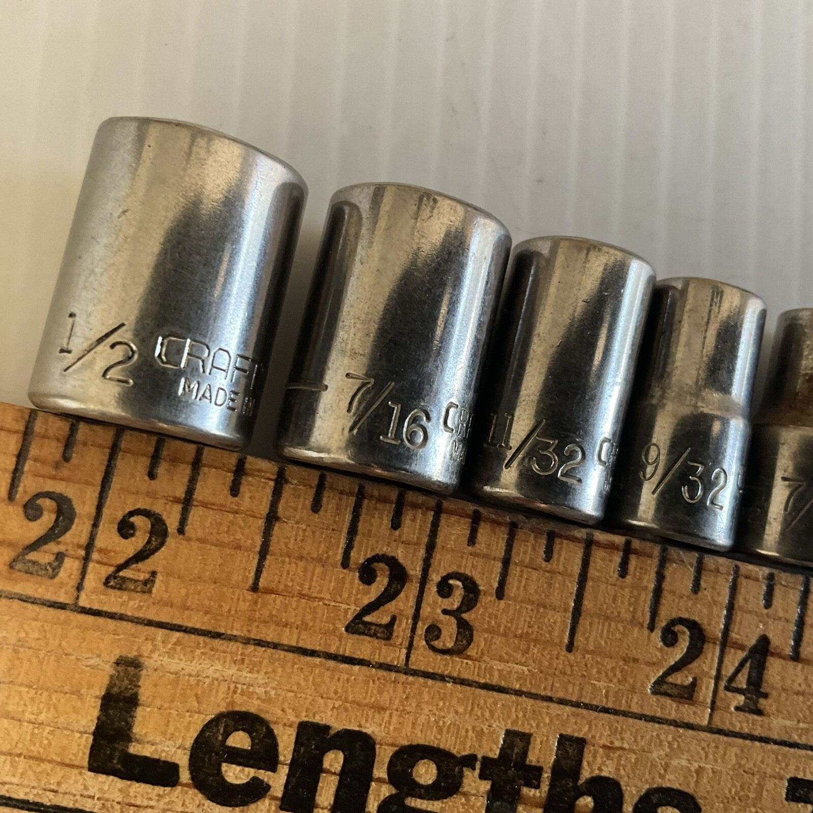 Craftsman Socket Set SAE 1/2″ 7/16″ 11/32″ 9/32″ 7/32″ 3/16″ 5/32″ USA 1/4″ Dr
