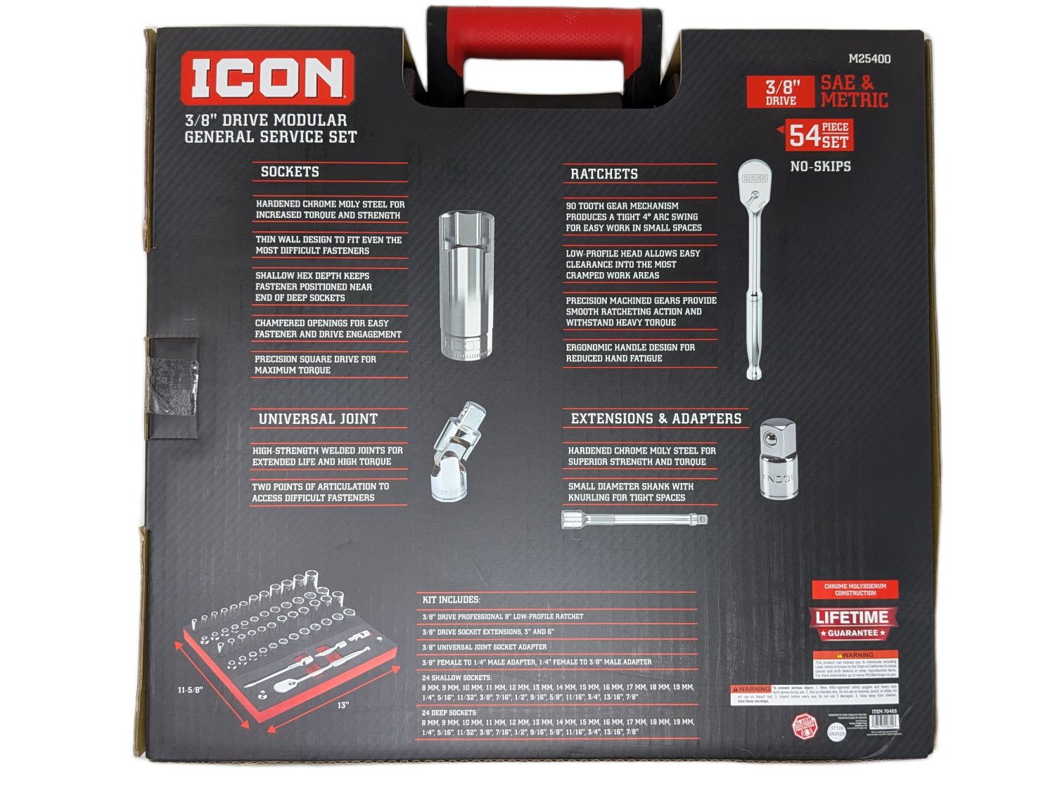 Icon Professional 3/8″ Drive SAE Metric Modular 54 Piece Socket Set 70469