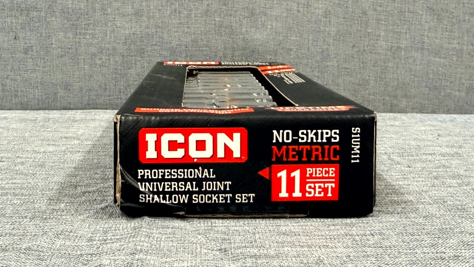 Icon S1UM11 1/4″ Drive Metric 11 Piece Universal Joint Shallow Socket Set 70298