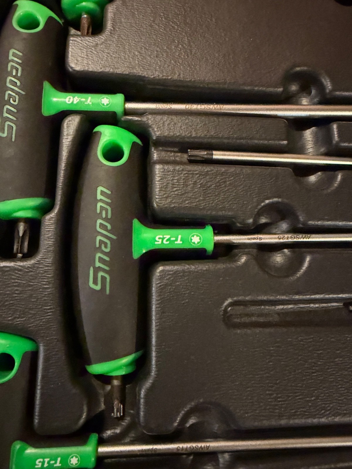 Snap-on 8 Piece Green Soft Grip T-Handle L-Shaped Torx Set T10-T45 AWSGT800A
