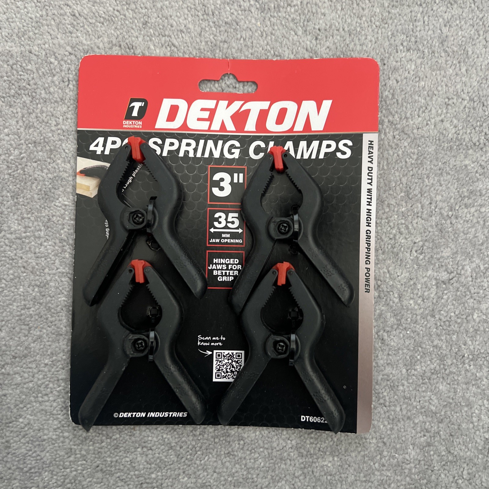 Dekton 4 Piece Spring Clamps 3» 35mm Opening Hinged Jaw woodworking workshop