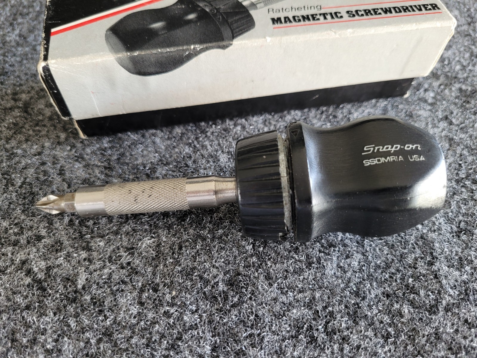 Snap-on Black Stubby Hard Handle Ratcheting Screwdriver SSDMR1A Older Box