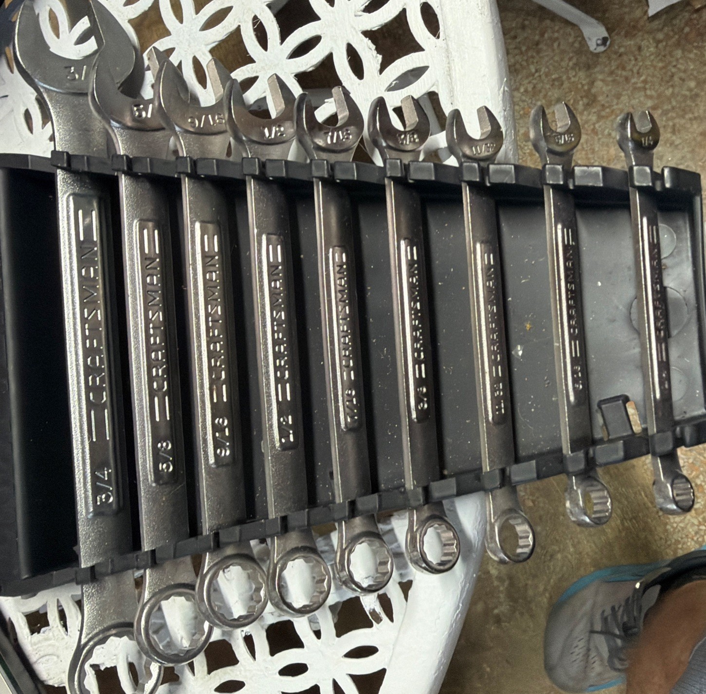 Vtg. Craftsman Combo Wrench Set 9 Pc. SAE VA 1/4-3/4 Hang. Holder Excellent USA