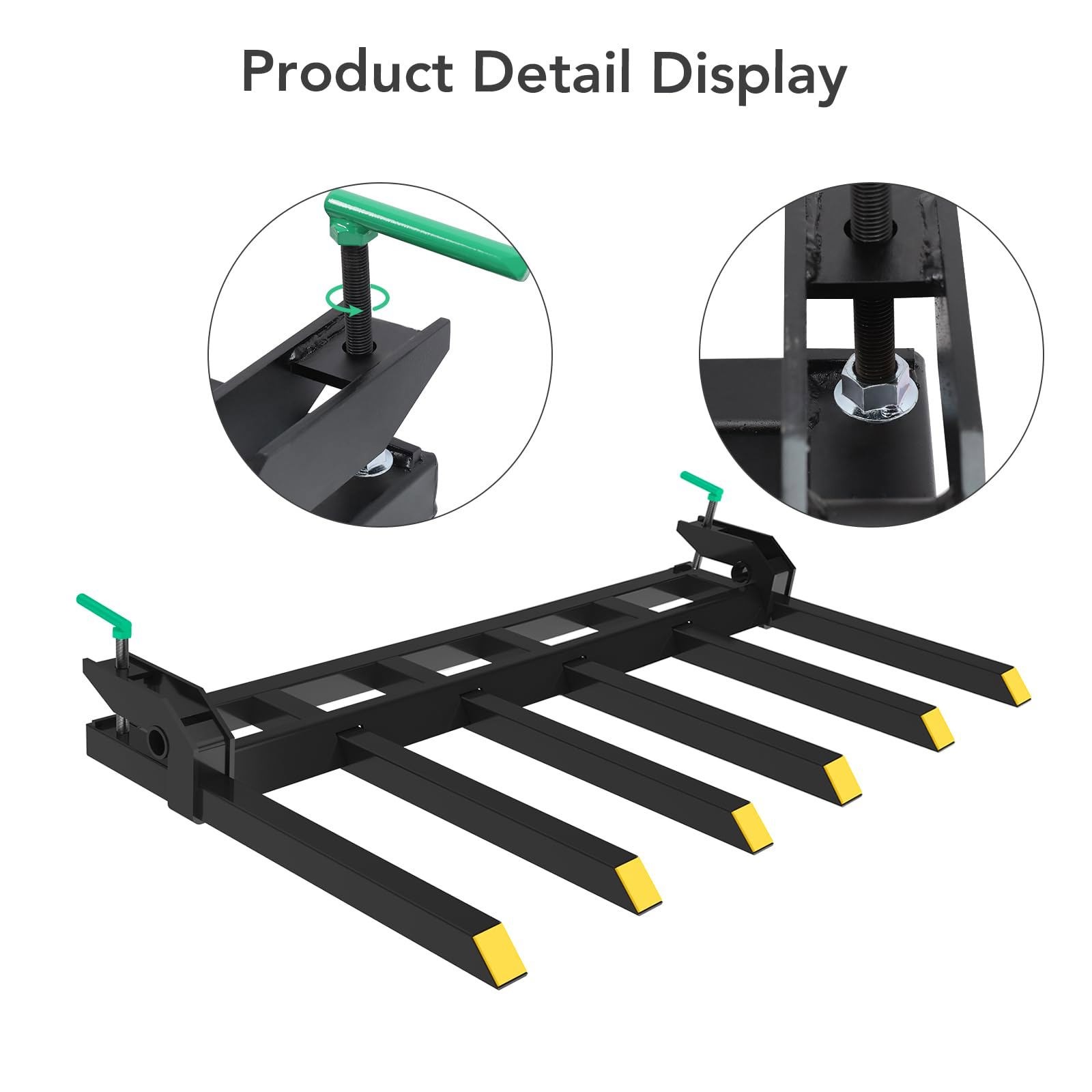 Clamp-On Debris Forks for 60″ Bucket – 4000 lbs Loader & Tractor Pall Duty Heavy