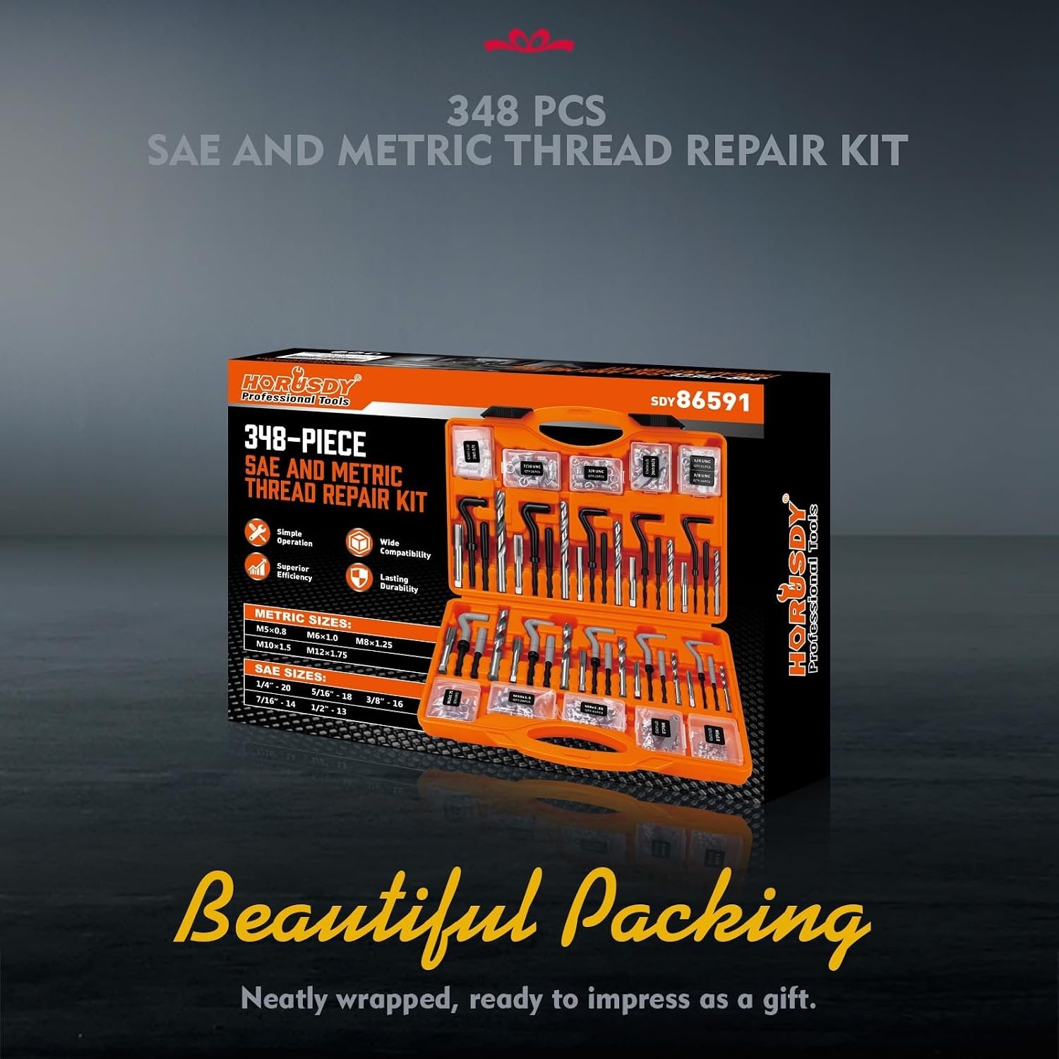 348-Piece Thread Repair Kit with HSS Drill Bits