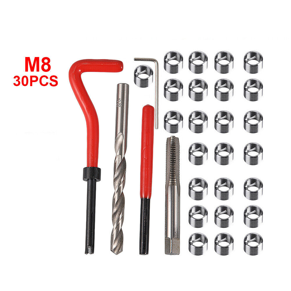 30x Metric Thread Repair Insert Kit For Helicoil Car Pro Coil Tool M8x1.25mm US