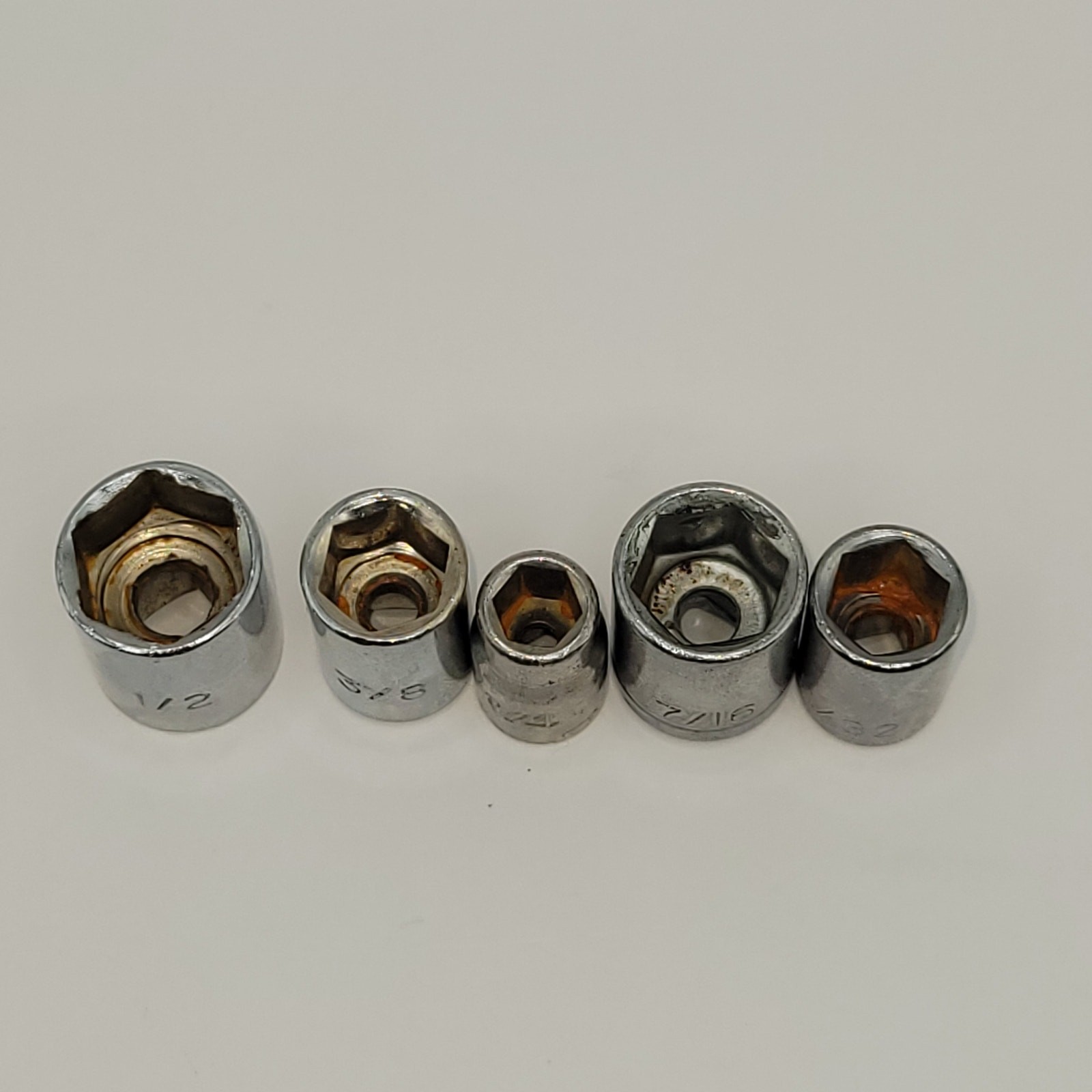 5 X 1/4″ drive sockets 6 Point SAE 1/2 3/8 1/4 7/16 11/32
