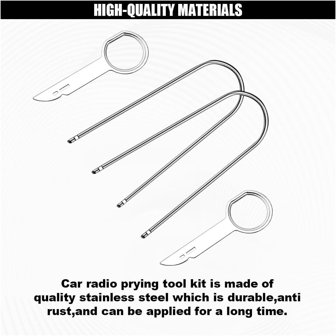 4PCS Car Radio Removal Tool Kit – Stainless Steel U-Shaped Stereo Disassembly…