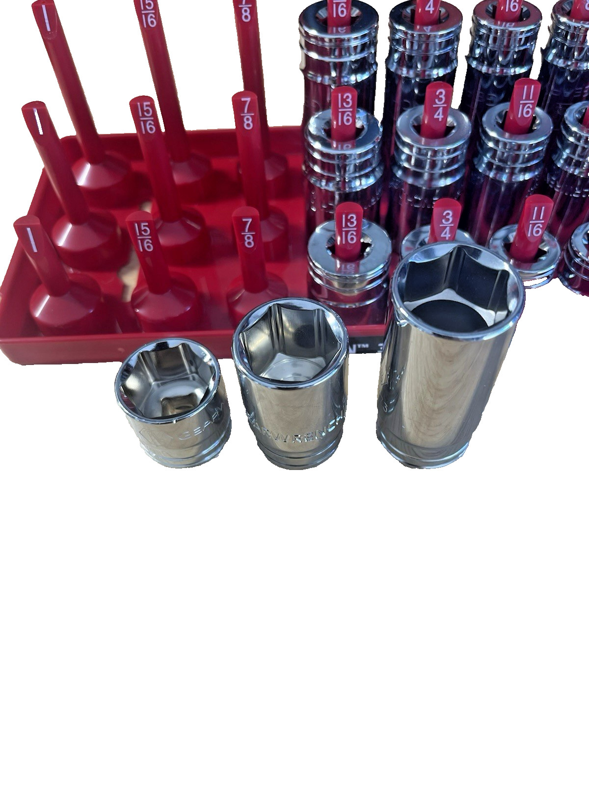 GearWrench 3/8” SAE Shallow Mid Deep Sockets 80553 80555S 80555 w/ Hansen Tray!!