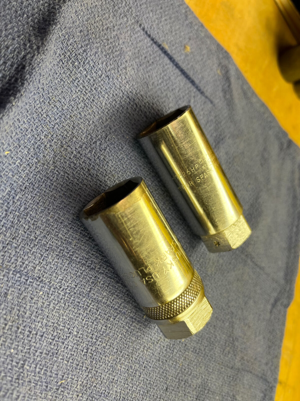 2 each Spark plug sockets 1/2 dr Husky USA 13/16 and 3/8 dr Proto USA Nice Cond