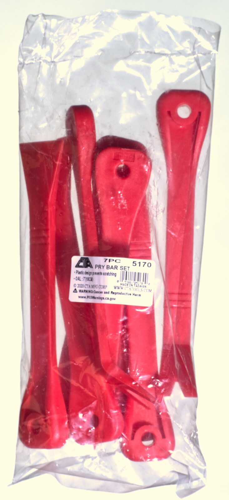 7 Piece Assorted 7in. Molded Red Plastic Interior Car Trim Remover Pry Bar Set