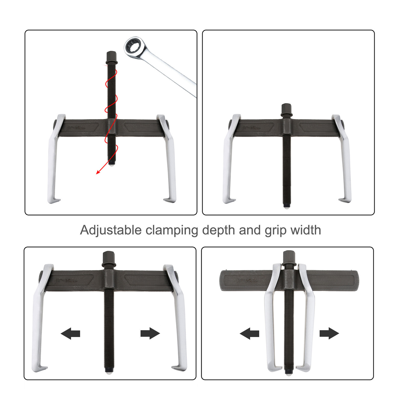 10inch 250mm 2 Jaw Gear Puller Adjustable Bearing Pulley Flywheels Removal Tool