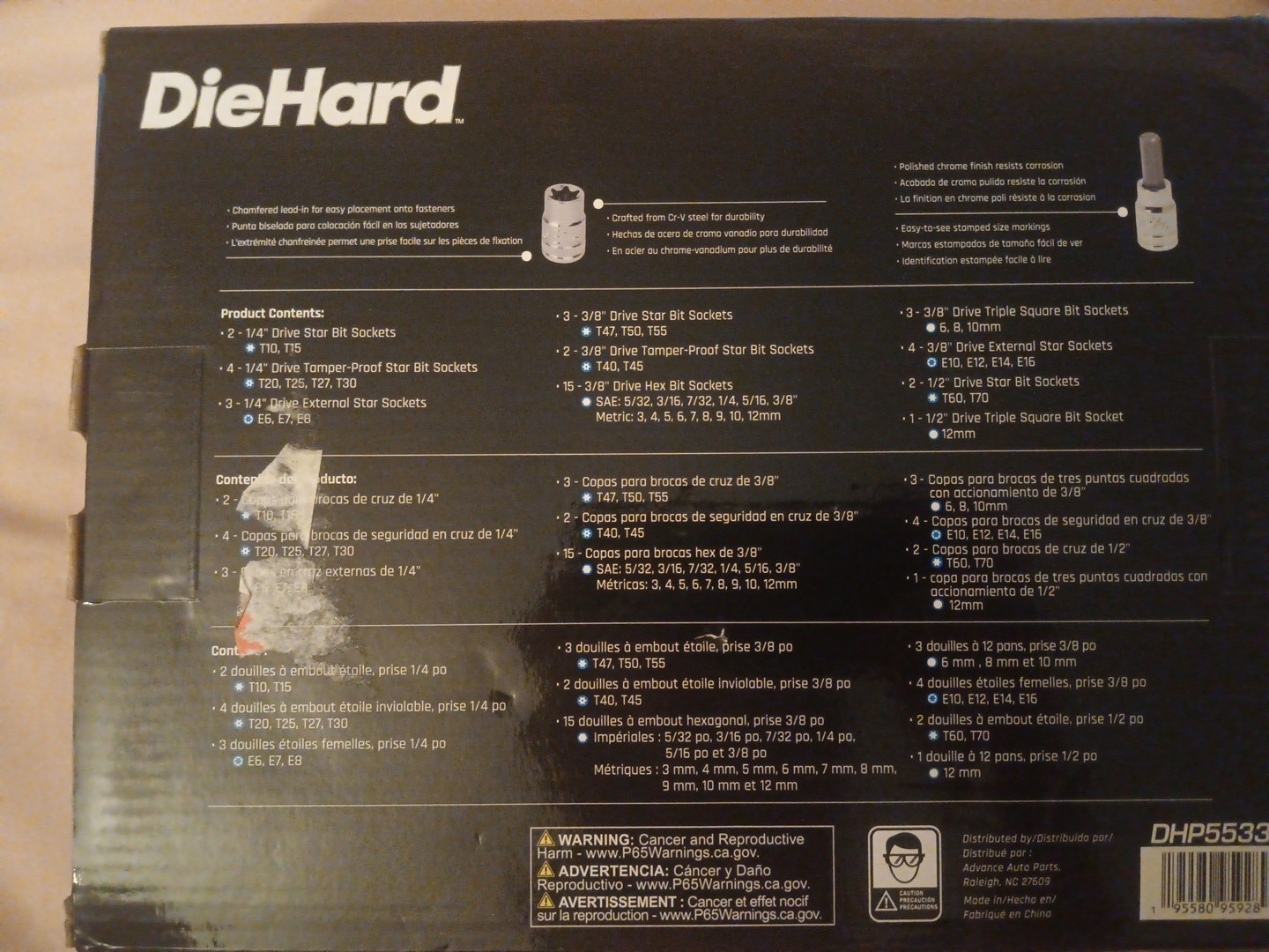 DieHard DHP55331 39-Piece Hex & Star Bit Socket Set – NEW
