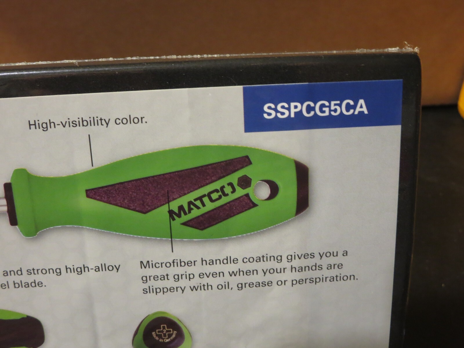 Matco 5pc. Screwdriver Set SSPCG5CA Green with form fit tray , New