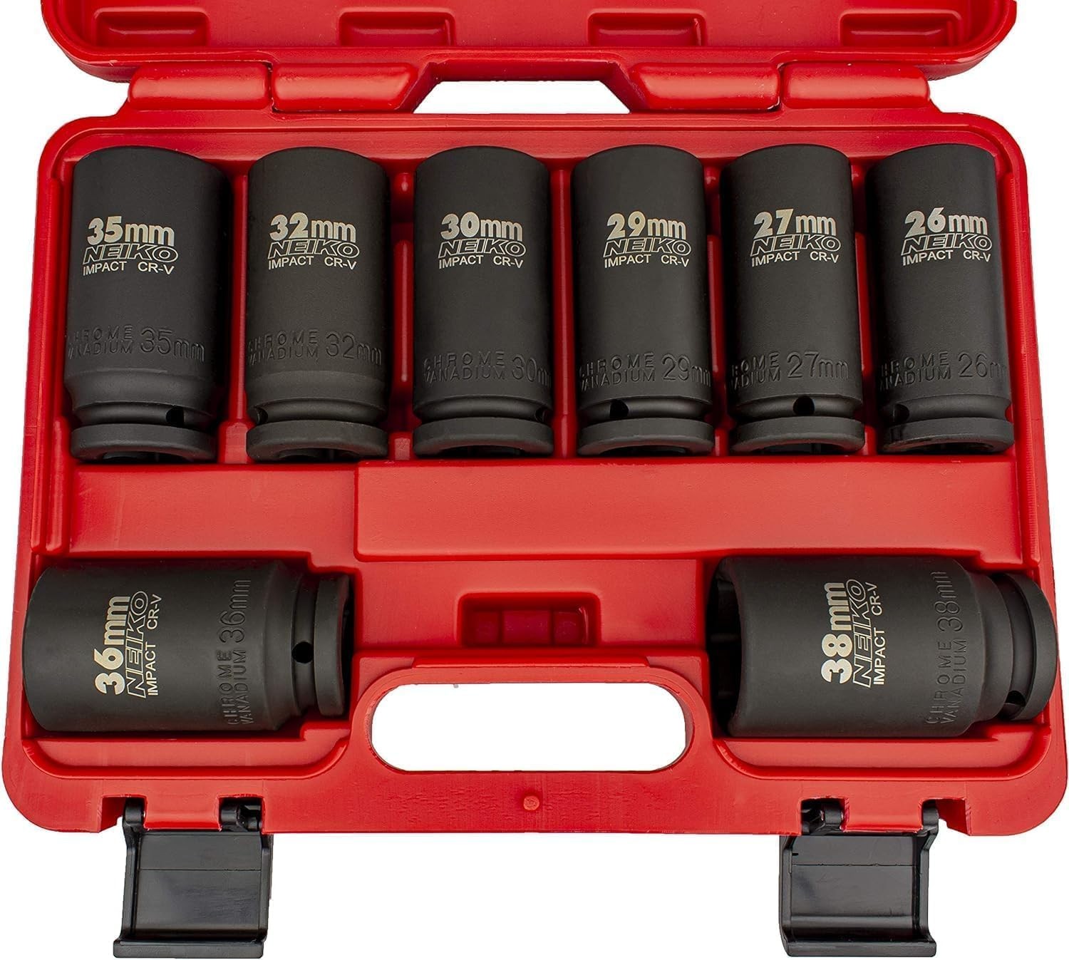 Neiko 02460A 3/4″ Drive Deep Impact Socket Set, 8Pc Jumbo Metric 26-38 mm Chrome