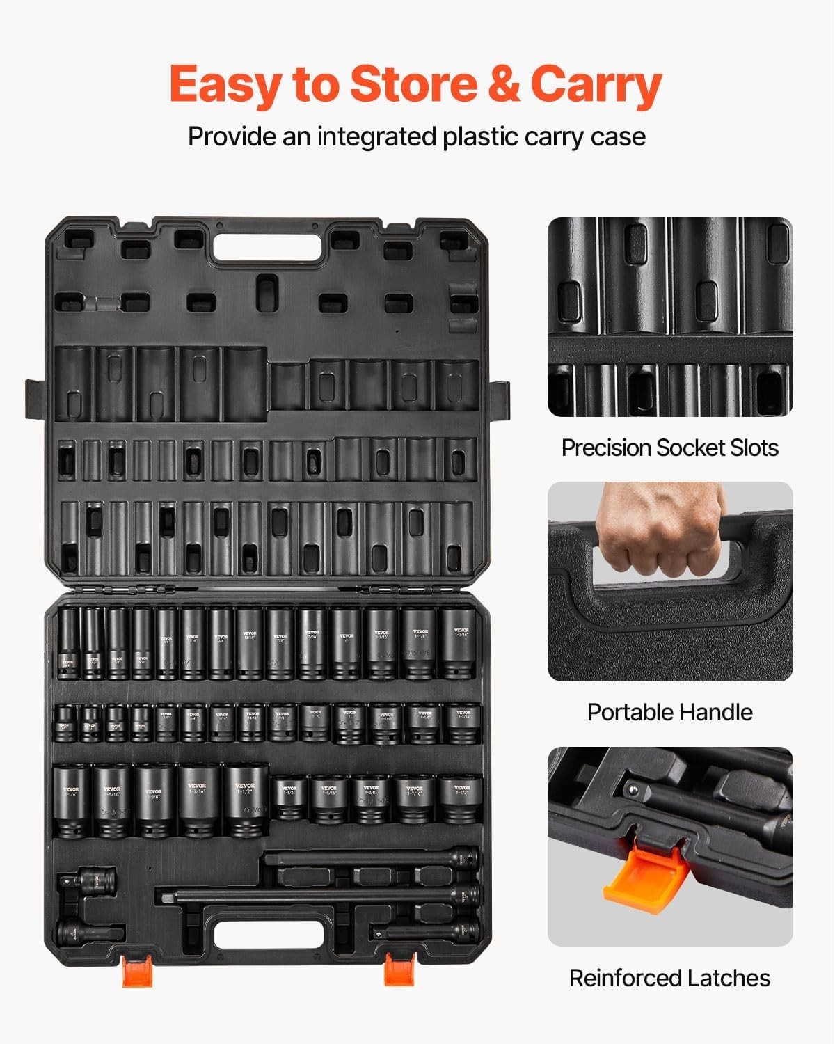 High Torque 43-Piece Impact Socket Set – Durable Cr-Mo Steel, Easy to Organize