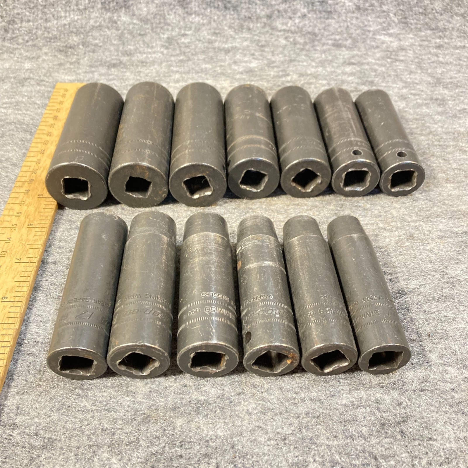 Snap-on Impact Socket Set 13 Pc 1/2″ Drive Metric 6 Point Deep Well #SIM USA