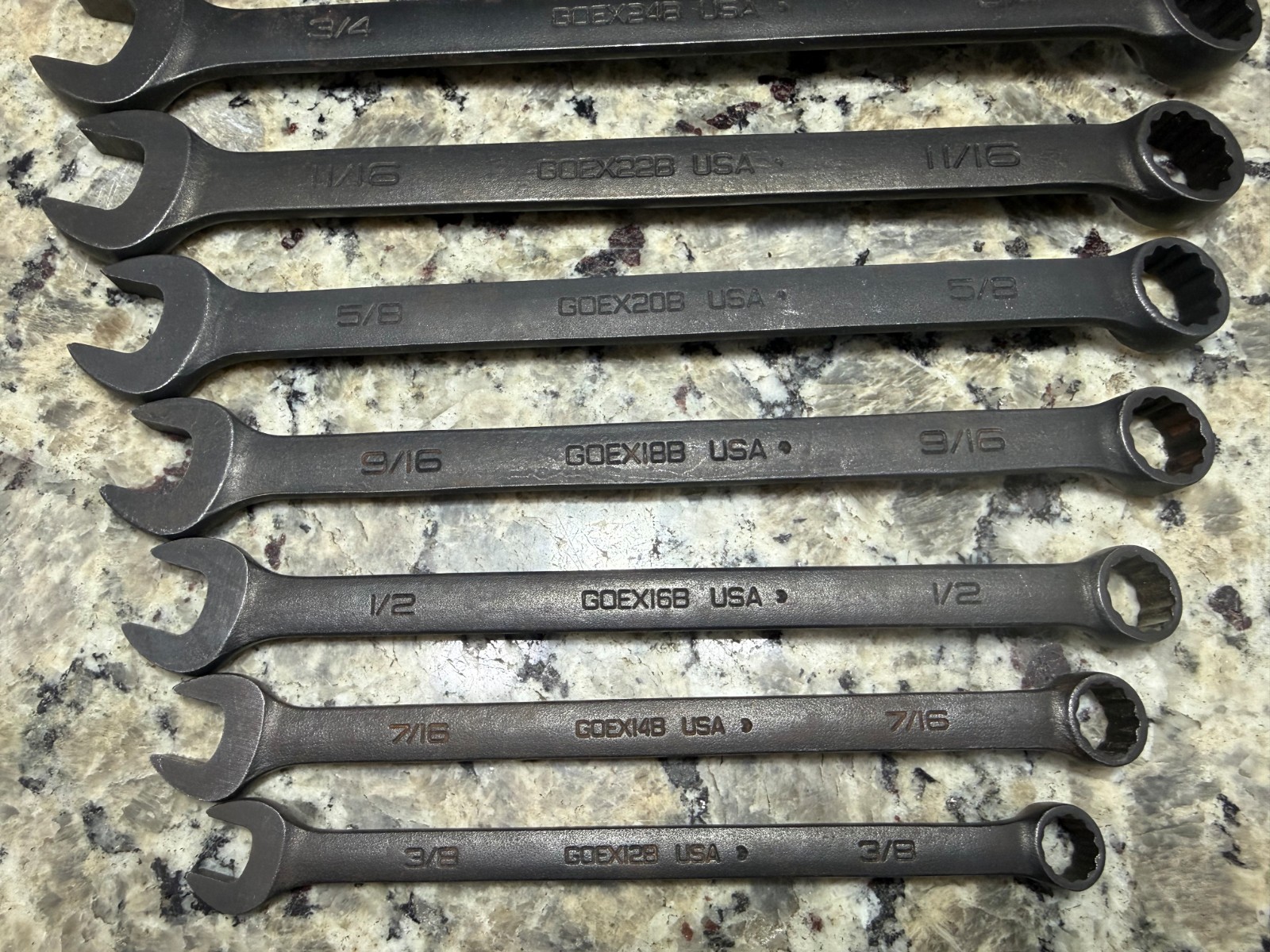 Snap On 11pc Flank Dr SAE Combination Wrench Set 3/8″-1″ Black Industrial finish