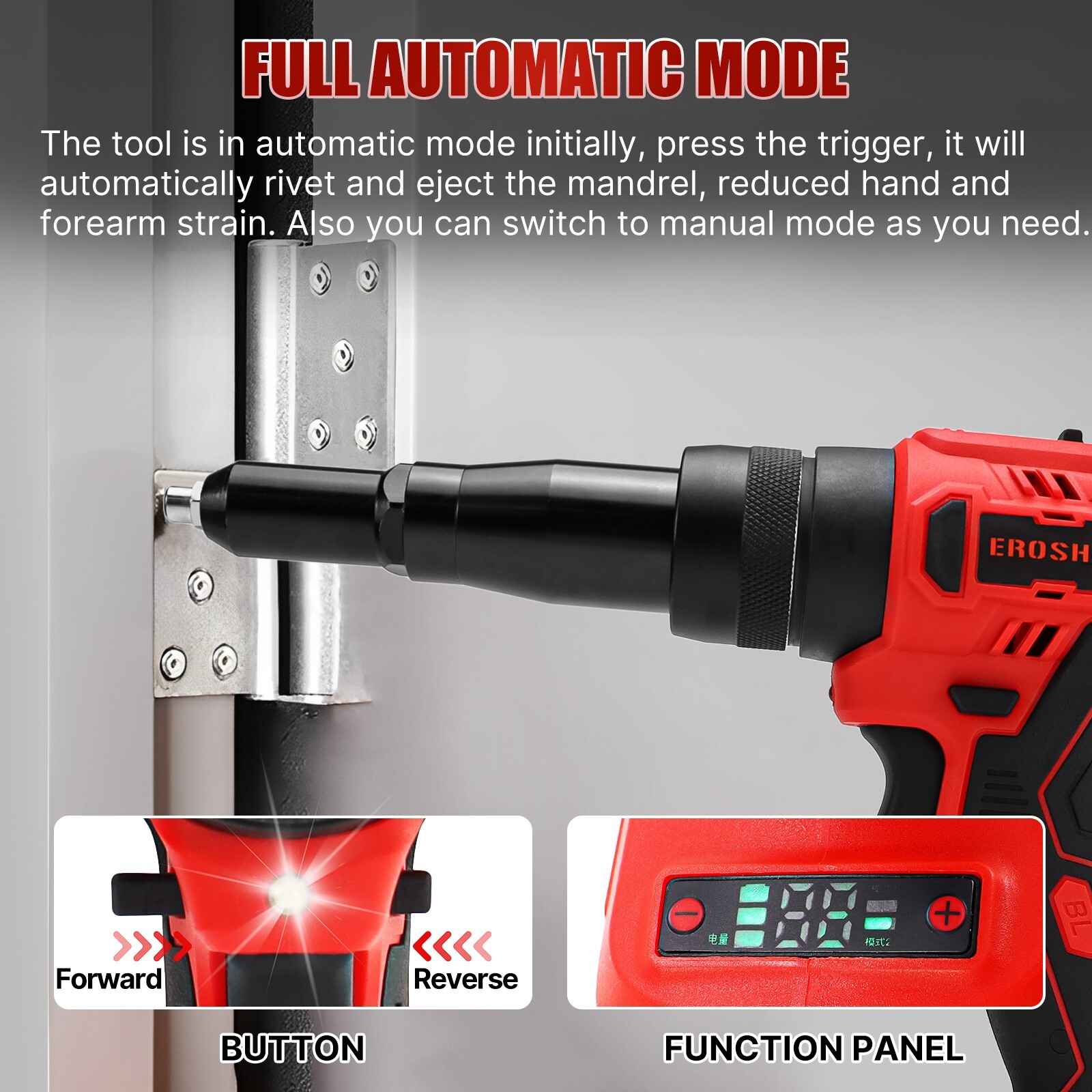 2in 1 Cordless Rivet Gun Electric Riveter Brushless Riveting Tool for Mikita 18V