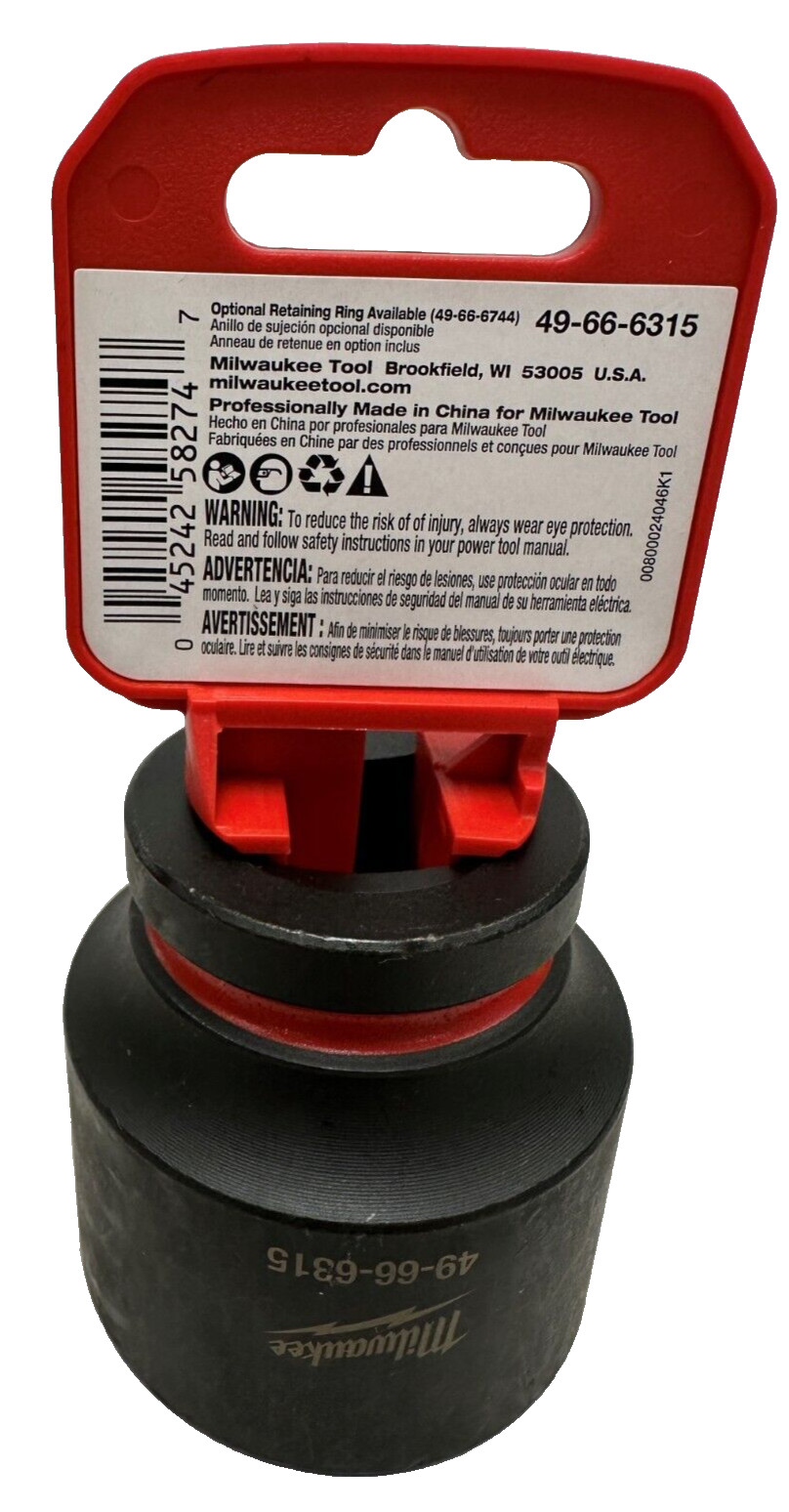 Milwaukee 49-66-6315 3/4″ Drive Standard Length Impact Socket 1-1/2″ 6 Point