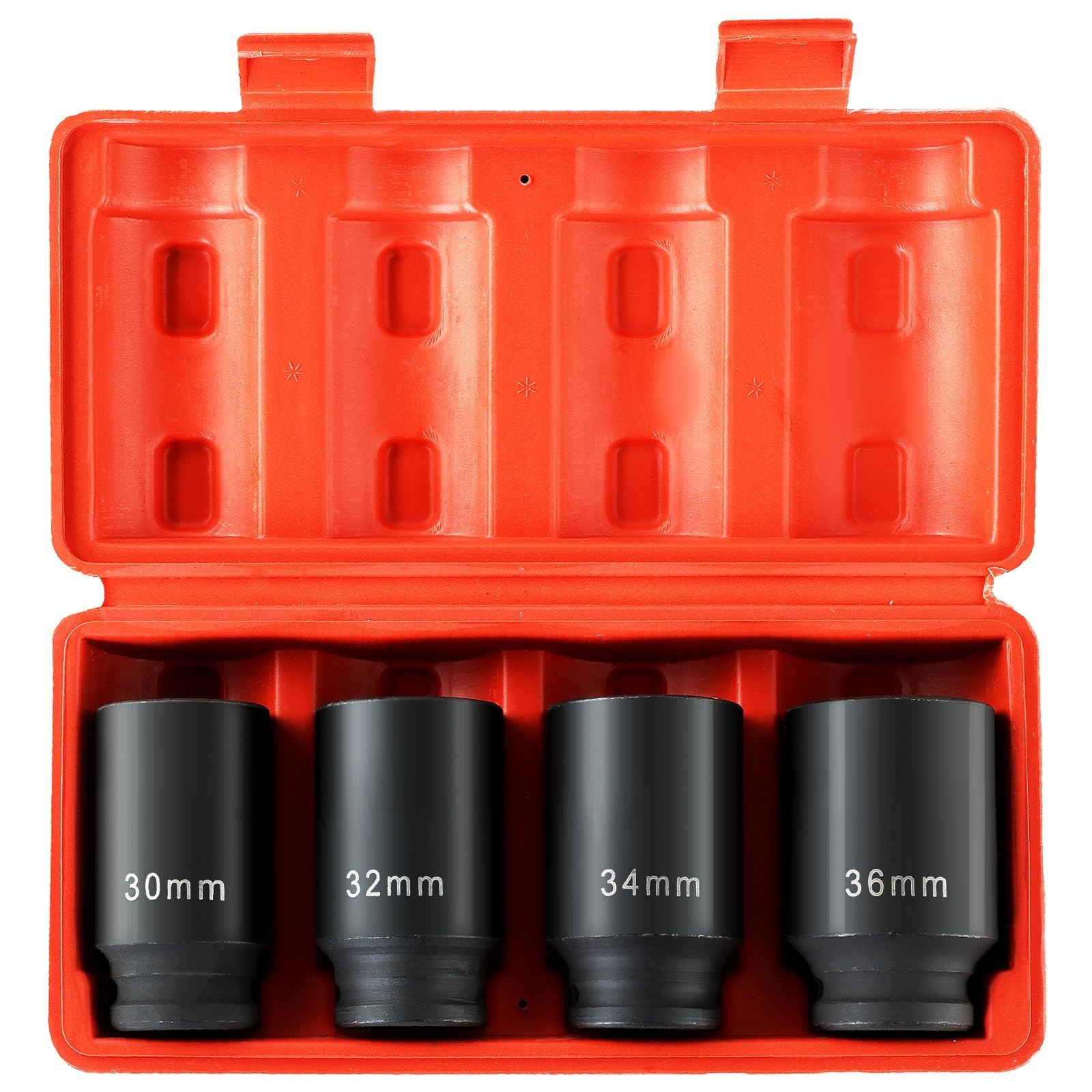 Heavy Duty 1/2″ Drive Deep Impact Socket Set 4PCS – Metric 30mm, 32mm, 34mm, 36m