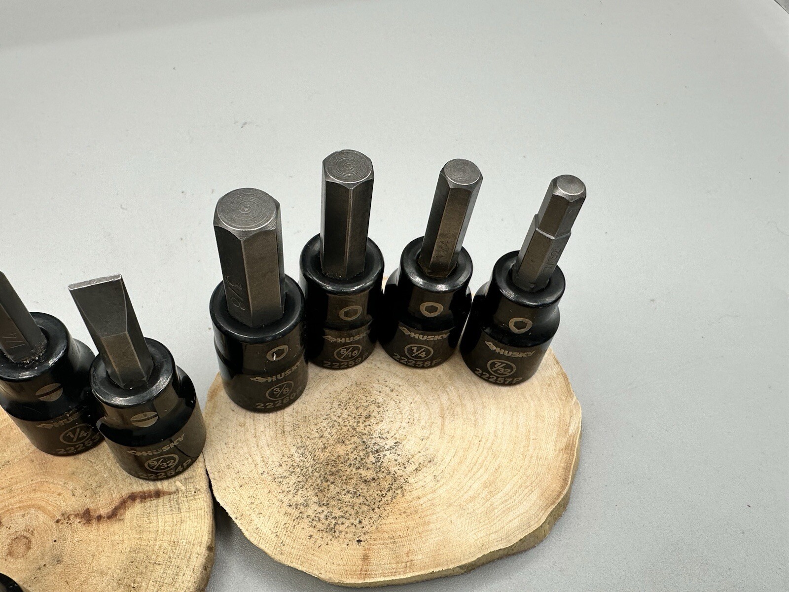 Lot Of 9 Husky Hex, Phillips And Flat Head 3/8 Drive Bits Gloss Black