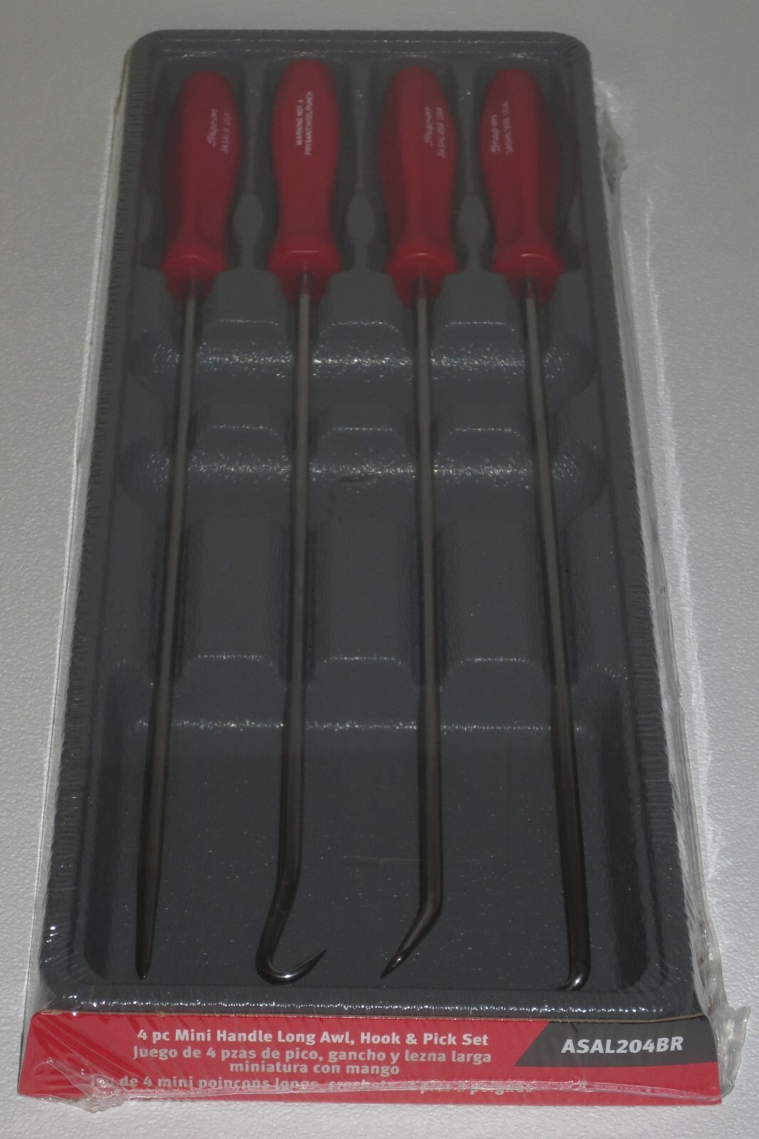 NEW! Snap-on Pick Set, LONG SHAFT, ASAL204BR *RED HARD HANDLES* NEW & SEALED!