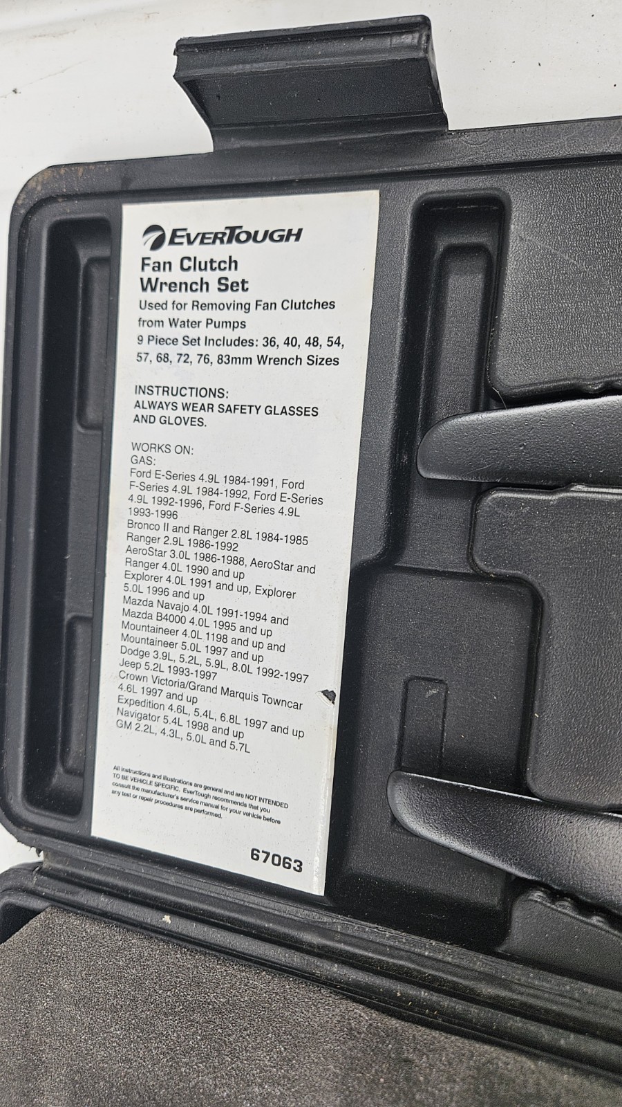 Lightly EverTough 67063 Fan Clutch Wrench 9 Piece (5 Actual Tools) Set Kit