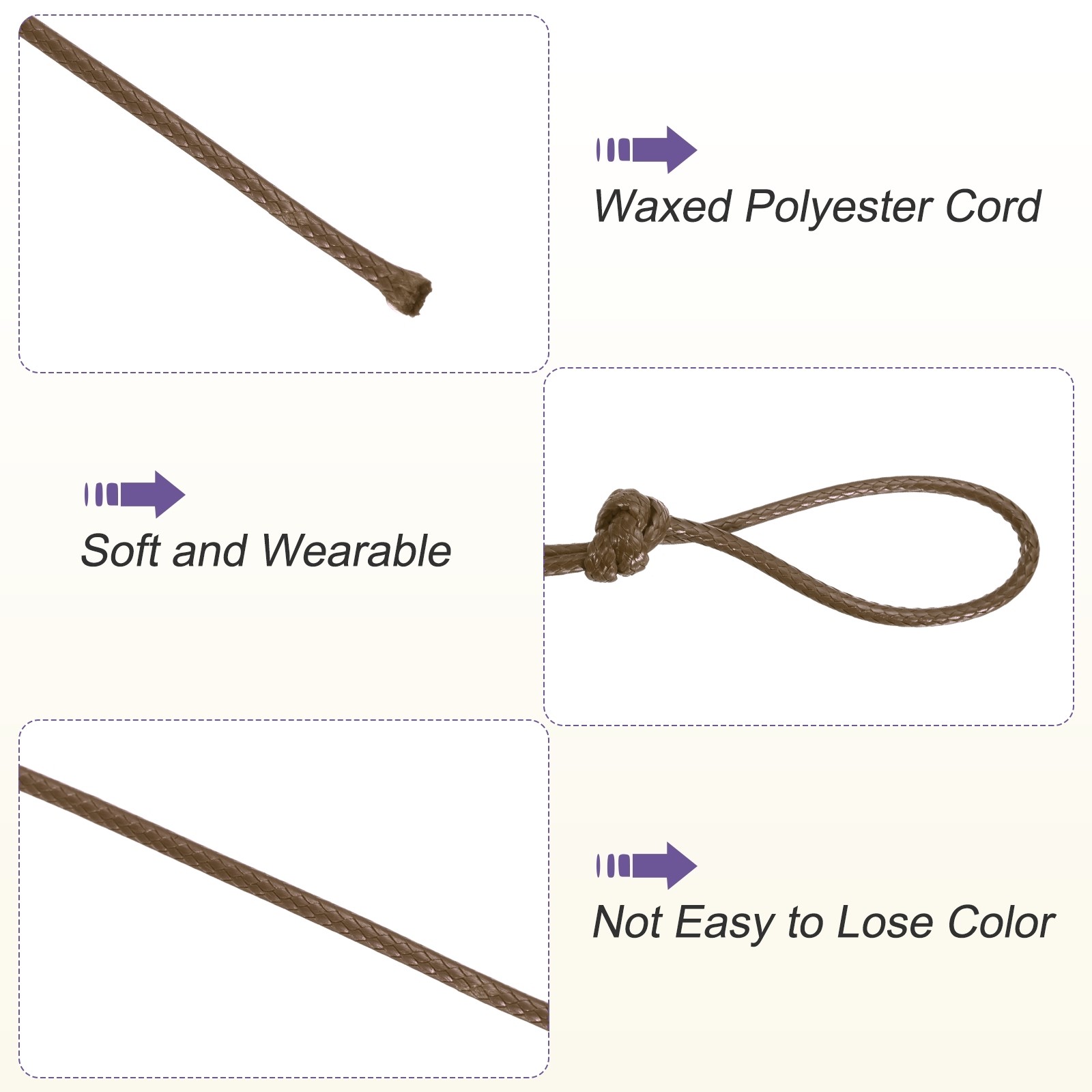 Brown 2mm Waxed Cord 11 Yard Wax Bead Thread String for Jewelry Make
