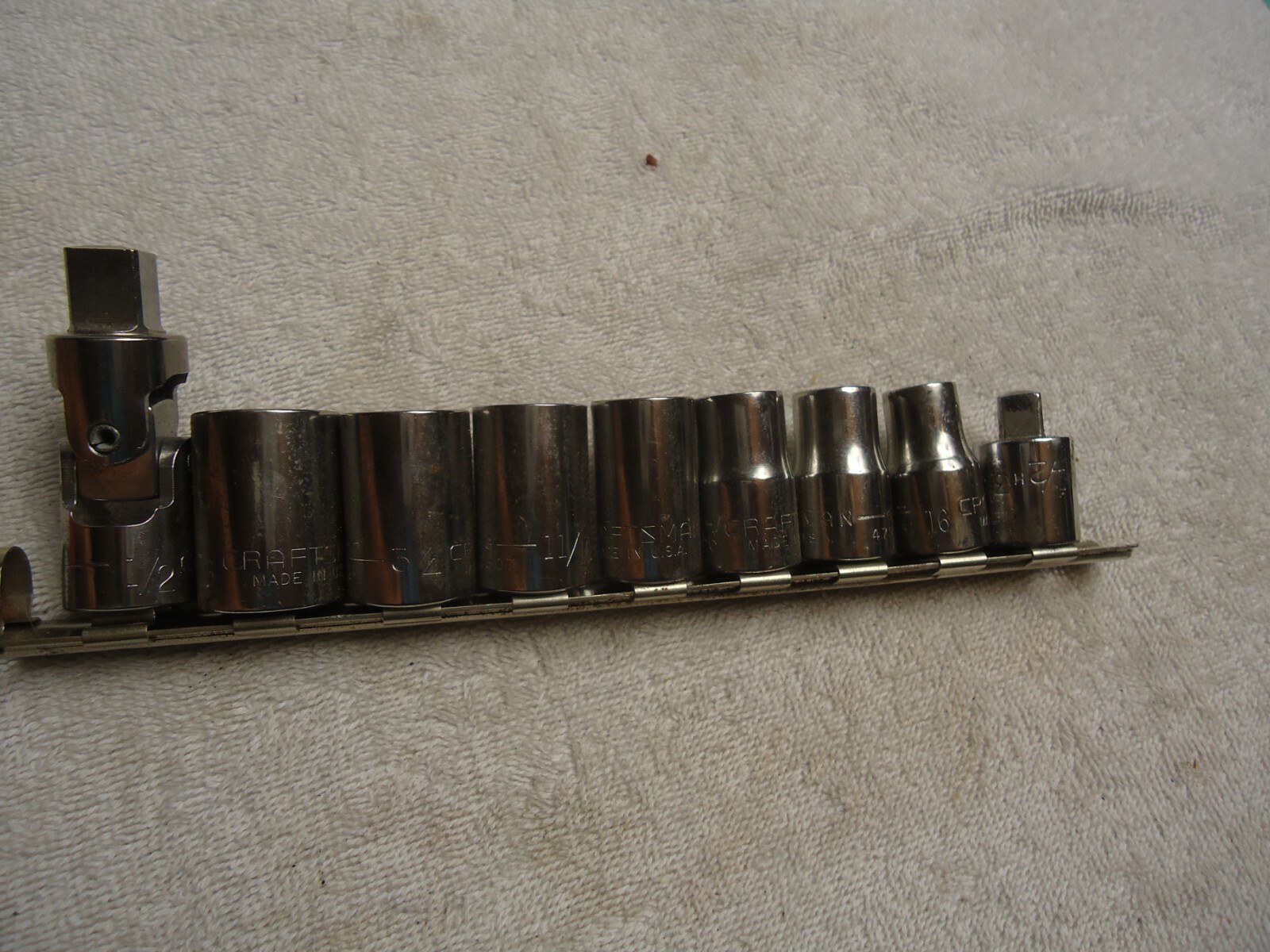 Craftsman 7 Piece Socket Set 1/2” Drive 12 pt “G” 7/16 To 13/16 + ADAPTER WOBBL