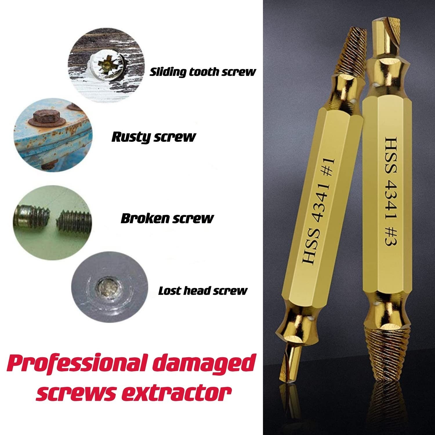 6-Piece High Speed Steel Screw Extractor Set – Efficient Damaged Screw Remover