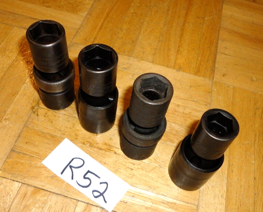 SNAP-ON TOOLS UNUSED 4 PIECE 1/2 DR. METRIC SWIVEL IMPACT SOCKETS 15, 17, 18, 19