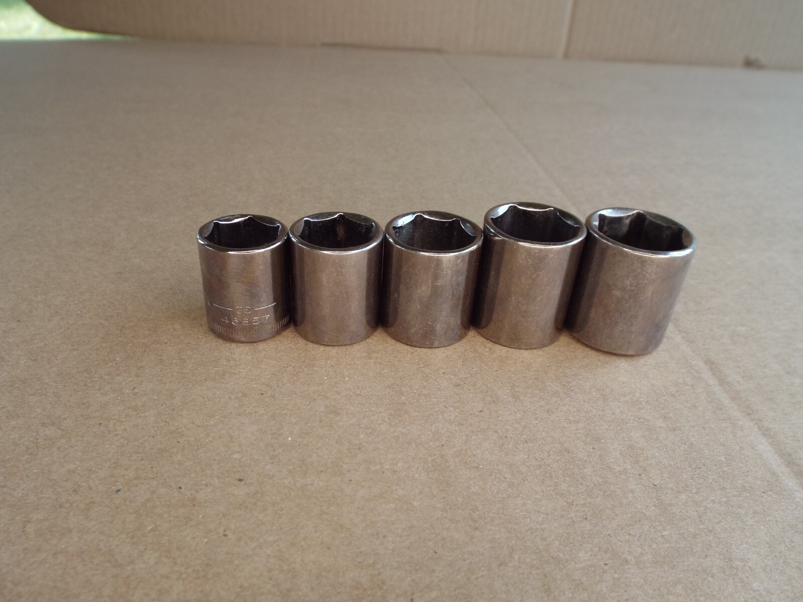 VTG 5 Pc USA Craftsman Metric Laser Socket Lot 3/8″ Dr 6 Pt 15-19mm Nice! (Read)