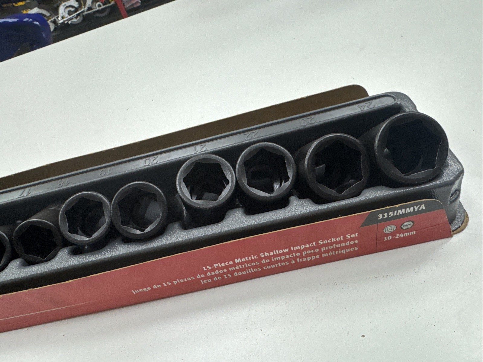 Snap-on 315IMMYA 1/2” Drive 15pc Metric Shallow Impact Socket Set 10-24mm Sealed