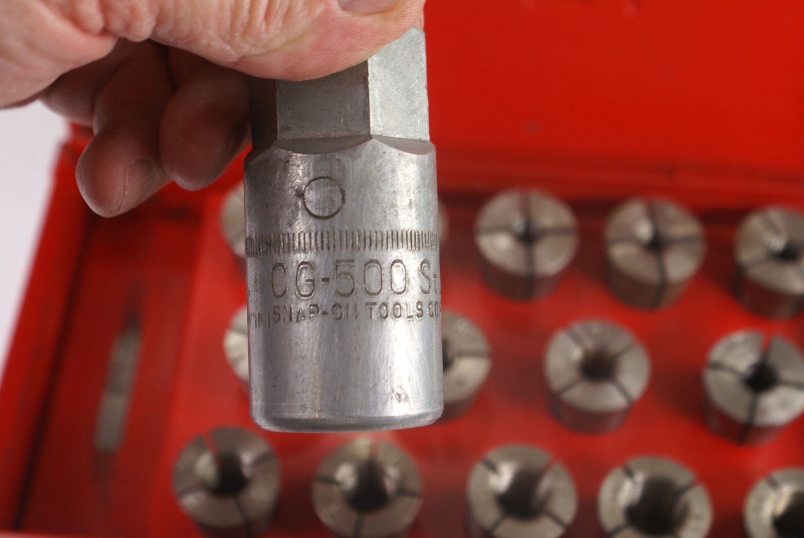 SNAP-ON TOOL SET OF 15 PC. CG-500 SAE STUD REMOVER AND RESETTER IN METAL CASE