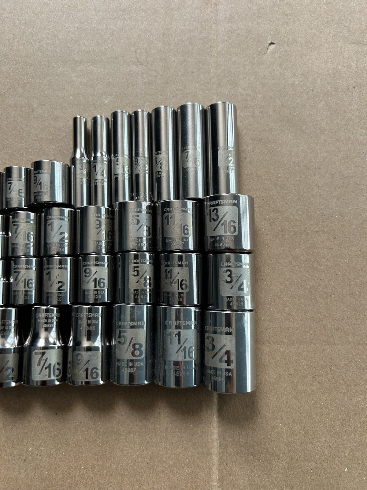 CRAFTSMAN USA VINTAGE LASER ETCHED SAE SOCKET LOT 6+12 POINT SOCKETS 40+ PIECES
