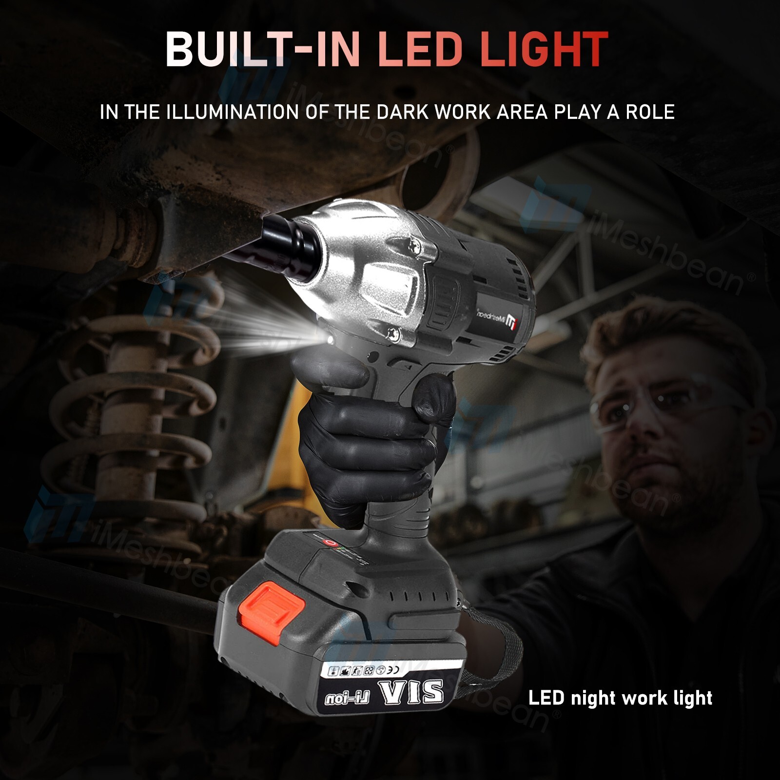 800Nm Cordless Electric Impact Wrench 1/2» Gun High Power Driver Li-ion Battery