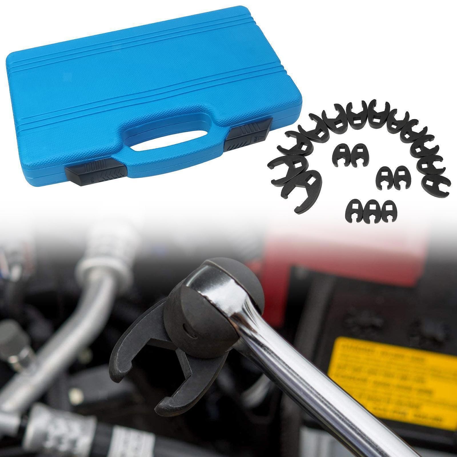 19PCS Crows foot Wrench Set 1/2″ and 3/8” Drive Flare Nut Crowfoot Wrench Set US