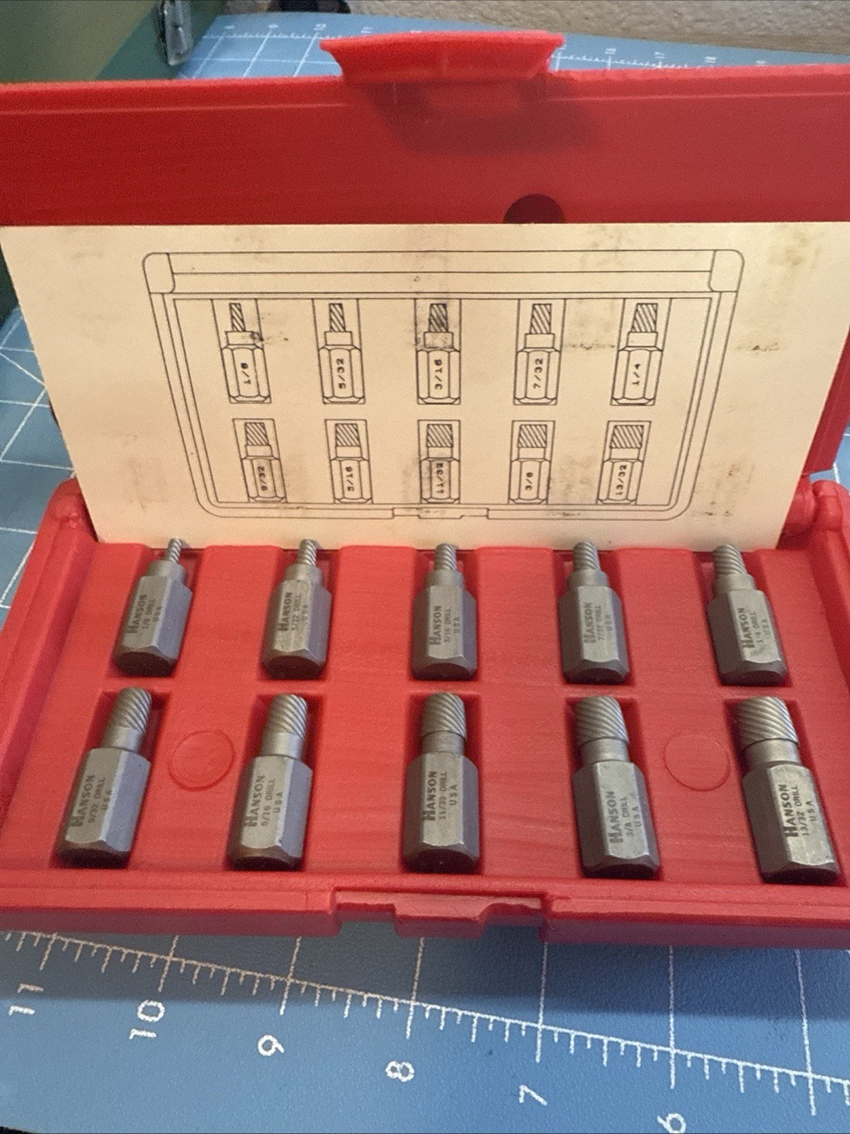 NOS Irwin Hanson USA 53226 10pc Multi-Spine Screw Extraction Set, 1/8″ to 13/32″