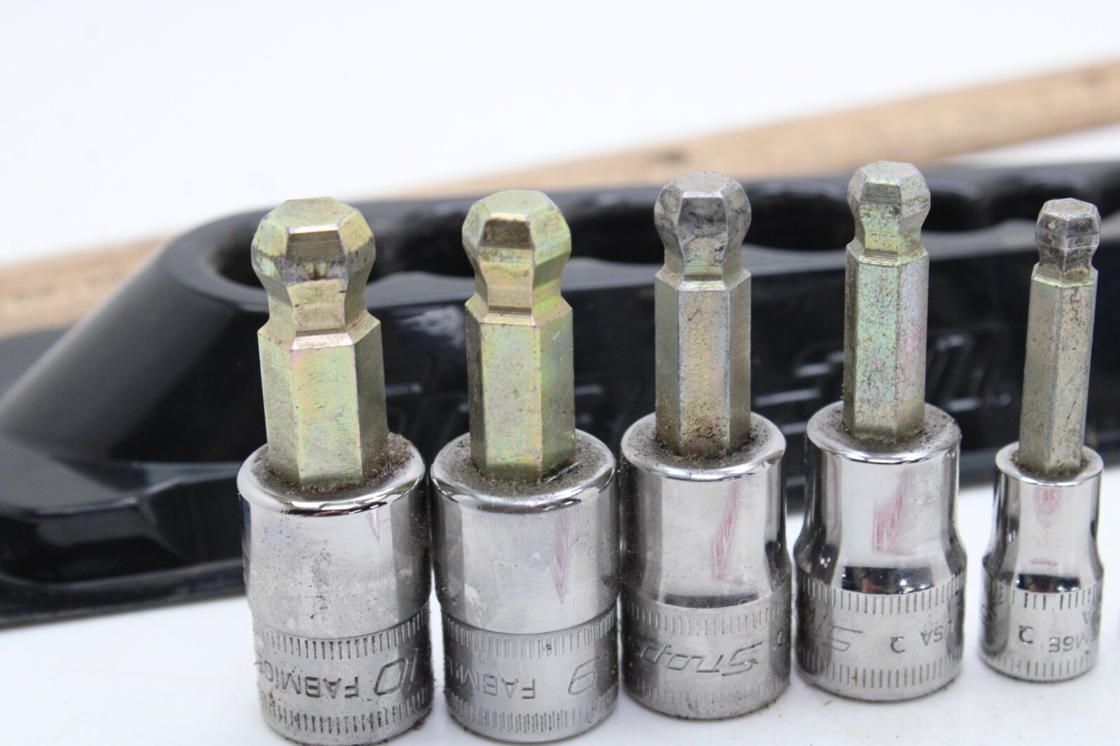 Snap-on 208EFTAMBTY 1/4 3/8 Dr. 3-10mm Ball End Hex Sockets Magnetic Holder USA