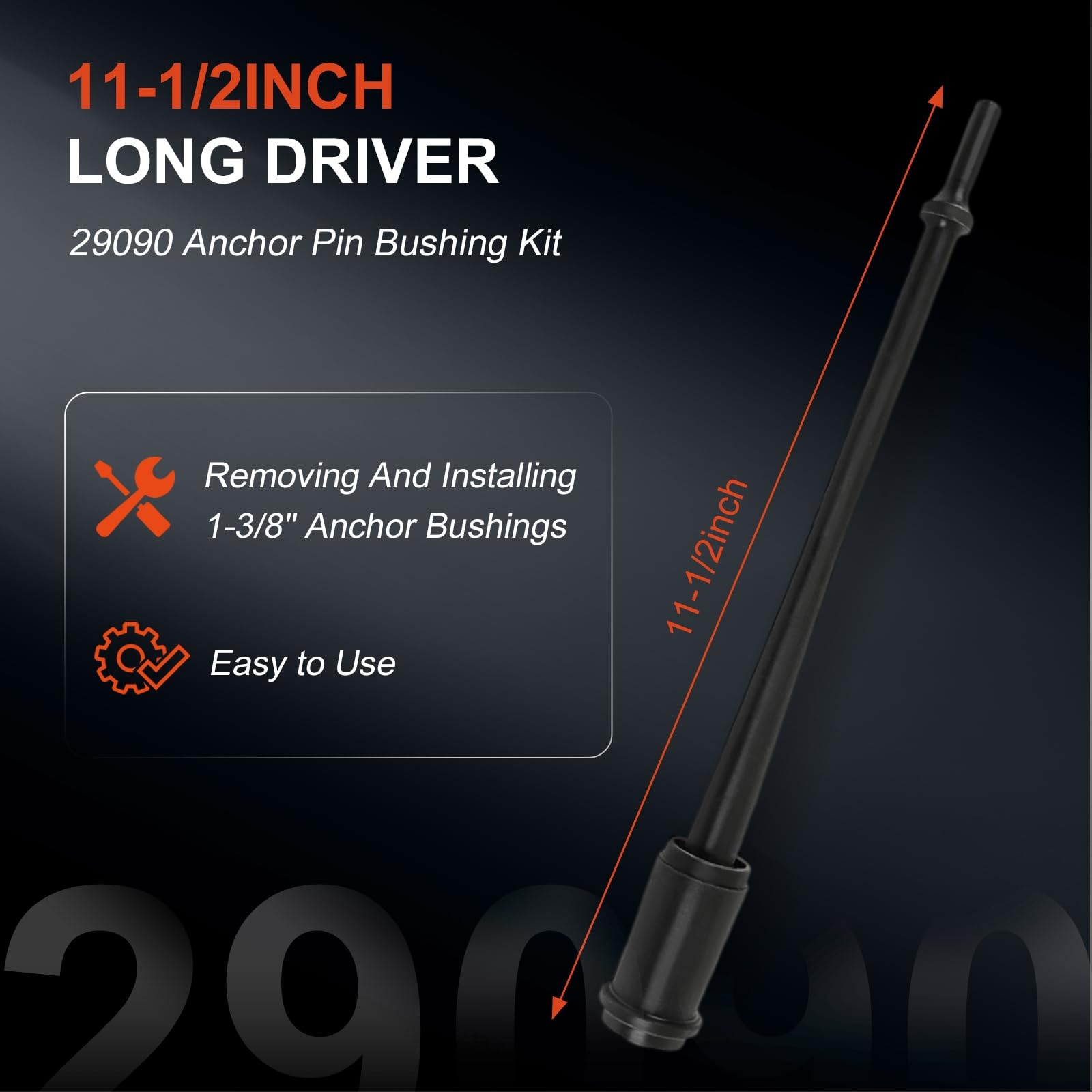 CRIDENG Anchor Pin Bushing Driver for 1-3/8” bushing and 11-1/2″ long, Black