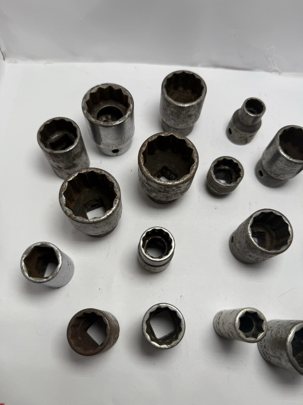 Lot Of 18 Cornwell 12 Point 6 Point 1/2 3/8 Sockets Vintage Different Sizes