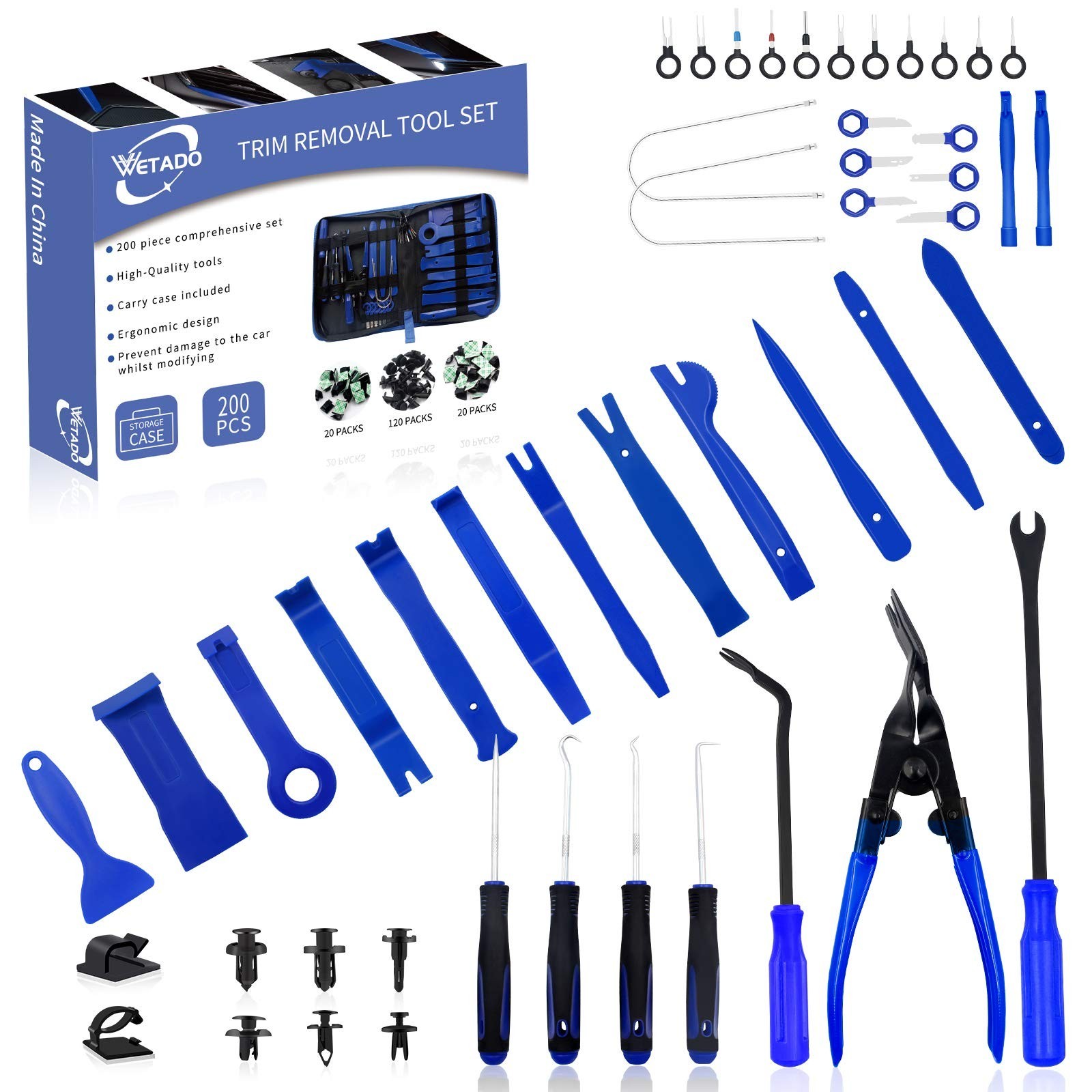200PCS Trim Removal Tool Kit – Auto Panel Fastener & Clip Pliers Set for Cars