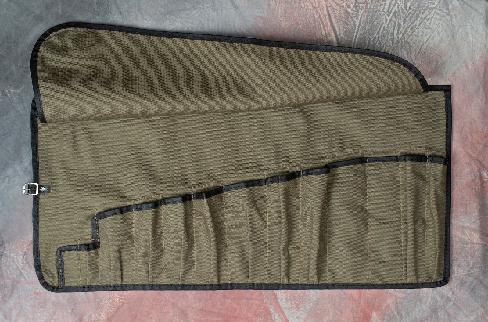 Jaguar XK120 Tool Bag/Roll/Pouch – C.2882/B1- Green Canvas, Buckle and Edge Trim