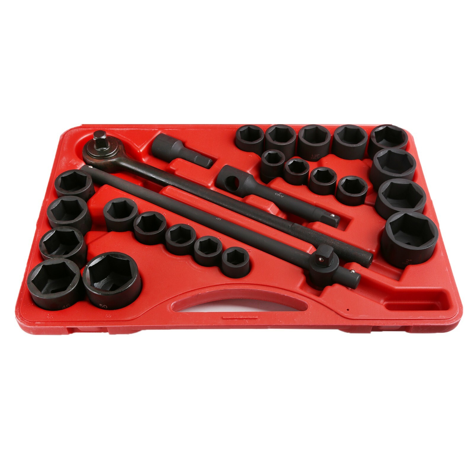 27Pcs 3/4″ Drive Metric&SAE Cr-V Drop Forged Steel Impact Socket Tool Set