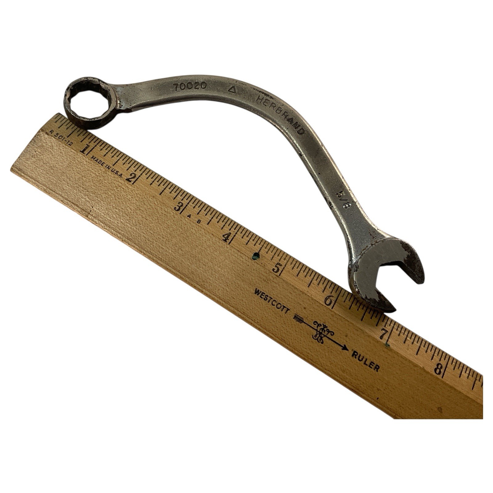 Herbrand 70020 Curved Wrench 5/8 12 Point Combination Vintage Mechanics Tool USA
