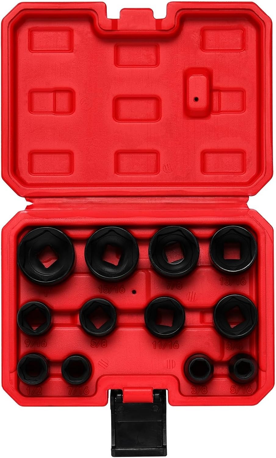 3/8-Inch Drive Shallow Impact Socket Set, 12 Pc, SAE, 6 Point, Black Phosphate