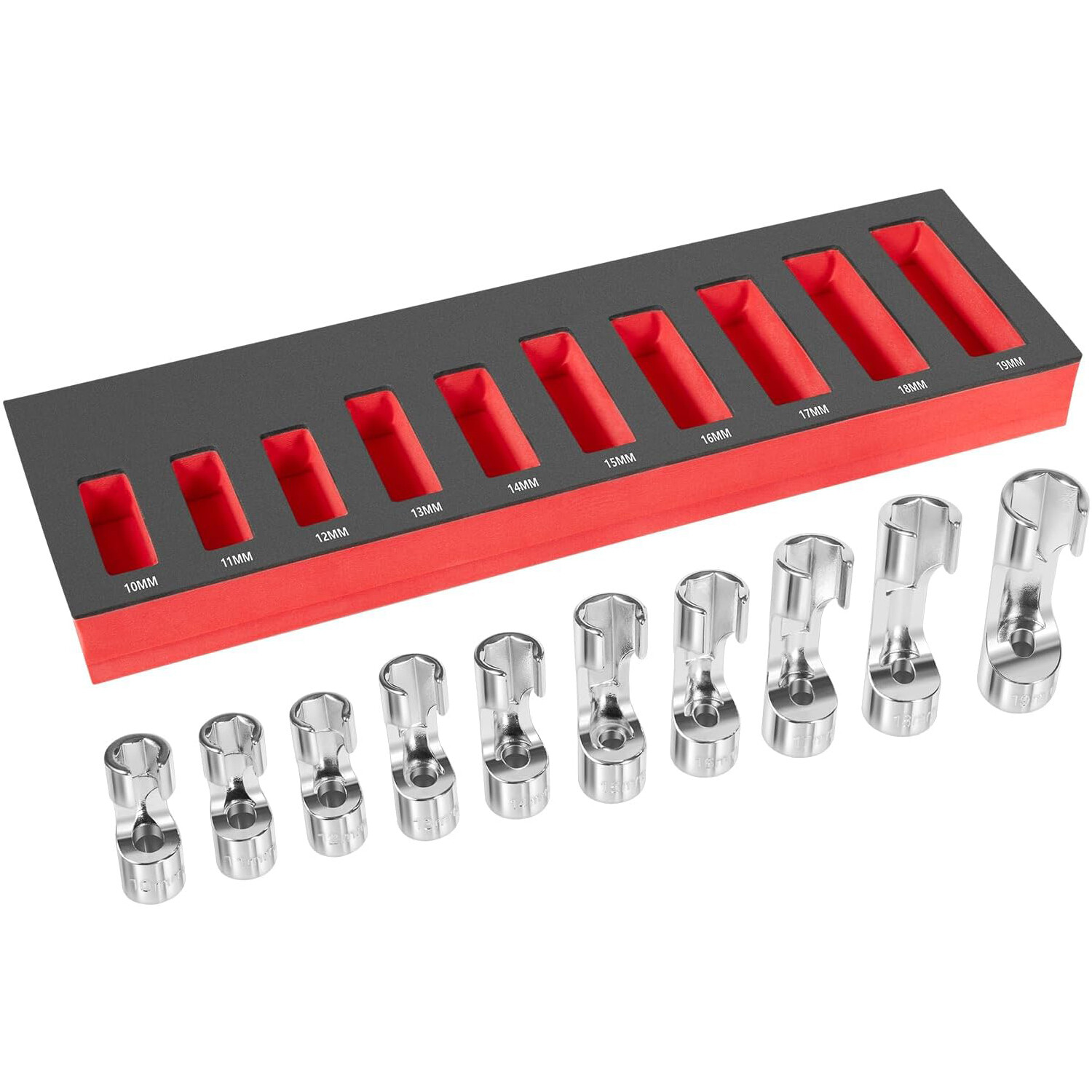 12030 Flare Nut Socket Kit,3/8″ Square Drive Fuel Line Socket Wrench Set 10-19mm